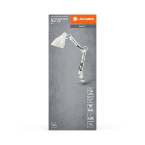 Lampa de birou LEDVANCE Office Line E27, alba, cu clip si doua articulatii - Img 5