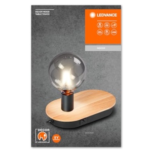 Lampa de masa LEDVANCE DECOR Wood, E27, USB, negru, lemn FSC, IP20 - Img 10