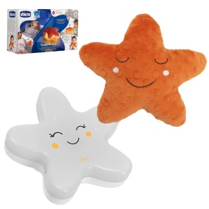 Lampa de noapte Chicco YouMe Star, jucarie pufoasa, lumina calda, muzica si zgomot alb