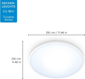 Lampa de tavan LED WiZ Tunable White Superslim, 16 W, 292 mm, alba - Img 3
