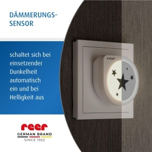 Lampa de veghe reer NightGuide Star LED lumina calda 3000K senzor de amurg design modern cu motiv stea - Img 4