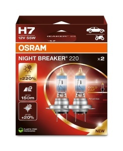 Lampa Halogen Osram NIGHT BREAKER 220 H7, 220 mai multa lumina, 150m raza