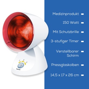 Lampa infrarosu Beurer IL 35 150W timer 3 trepte 5 unghiuri ajustabile alb - Img 7
