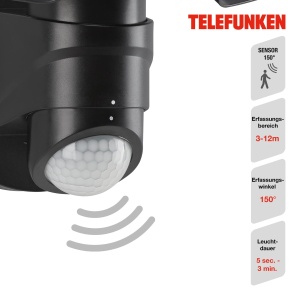 Lampa LED Exterioara TELEFUNKEN, 10W, 1000 Lumen, Negru - Img 4