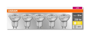 Lampa LED Osram PAR16 GU10, 35W Echivalent, Lumina Calda, 5 Bucati - Img 2