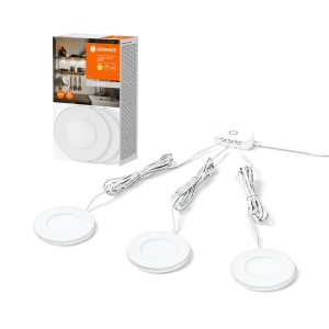 Lampa LED sub dulap LEDVANCE 8,5W, 3000K, design rotund, set 3 bucati