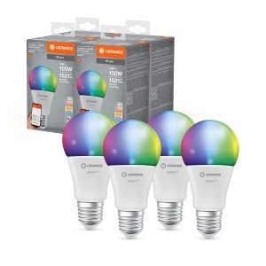 Lampa LED WiFi LEDVANCE E27, 14W, RGBW, dimmabila, 4 bucati