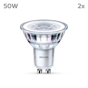 Lampa Philips Classic LED GU10, 50 W, transparenta, alb neutru, fara reglare, pachet dublu, alb rece - Img 2
