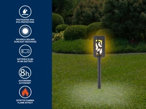 Lampa solara BEPER P207ILO101 cu efect flacara, 12 LED-uri, IP44, 8 ore autonomie - Img 3