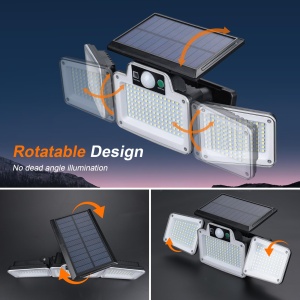 Lampa solara GRIFEMA cu senzor de miscare, 280 LED-uri, 2400mAh, neagra - Img 3