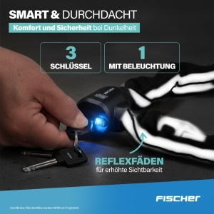 Lant de bicicleta FISCHER PROTEC PLUS CK100, 100 cm, negru, cu 3 chei - Img 5