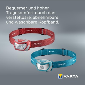 Lanterna frontala VARTA Outdoor Sports H20 Pro, 200 lumeni, 52 ore autonomie, rosie - Img 5