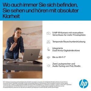 Laptop 2-in-1 HP OmniBook X Flip, 16 3K Touchscreen, Intel Core Ultra 7, 32GB RAM, 1TB, Argintiu - Img 6
