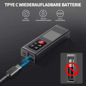 Laser Metru HYCHIKA, 60m, Reincarcabil, Display LCD, Diverse Moduri de Masurare - Img 2