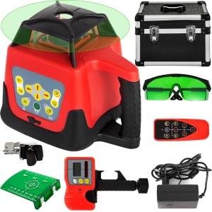 Laser Rotativ VEVOR, Max. 600 m, Auto-Nivelare, Verde, IP54