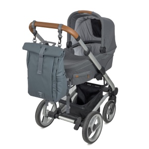 LASSIG Rucsac scutec pentru bebelusi Rucsac pentru scutece Rucsac cu covoras de infasat, atasament pentru carucior, suport pentru sticle produs in mod durabil/GRE Rucsac cu topul rulant antracit - Img 4