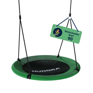 Leagan cuib HUDORA Start - Leagan reglabil pe inaltime cu diametrul de 90 cm - Leagan pentru copii de inalta calitate cu scaun inchis de pana la 100 kg - Leagan din rachita de interior si exterior rezistent la intemperii, verde - Img 1