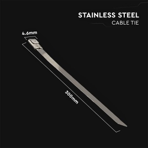 Legaturi pentru cabluri V-TAC din otel inoxidabil, 4,6 mm x 300 mm, pachet 100 bucati - Img 3