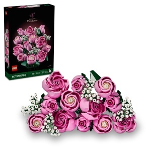 LEGO Botanicals 10374 Set Buchet de Trandafiri Roz Decorativ 12 Trandafiri si 4 Ramuri Albastrele