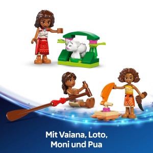 LEGO Disney Moana 2 Moanas Adventure Raft - Barca de jucarie cu panza textila punte detasabila foc de tabara si 3 minifigurine inclusiv Loto si Moni - - Img 8