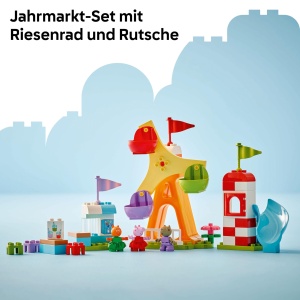 LEGO DUPLO Peppa Wutz Jahrmarkt 10453 Jucarie Montessori pentru Copii 2 ani cu Roti Gigante si Rampa - Img 4