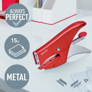 Leitz WOW Heftzange 55472026 Capsator Metalic Ergonomic 15 Coli Rosu - Img 2