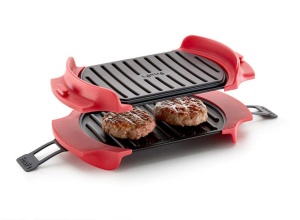 Lekue Gratar electric, otel, rosu si negru, 25,2 x 14,8 cm