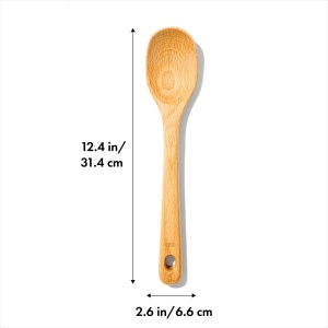 Lingura mare de lemn OXO Good Grips cu finisaj in ulei natural - lingura de bucatarie pentru amestecare si servire pentru vase de gatit cu acoperire antiaderenta, naturala, naturala - Img 6