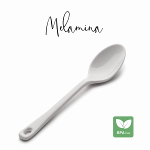 Lingura Melamin Lacor 63600, 17 cm, alba, rezistenta la caldura - Img 3