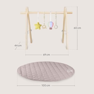 Lionelo Anis Baby Gym cu arc din lemn si saltea de joaca 100 cm Montessori - Img 10
