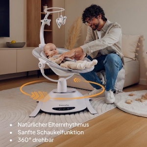 Lionelo Bella Set 2-in-1 Leagan Electric si Landou pentru Bebelusi 360deg 5 Viteze de Leganare - Img 3