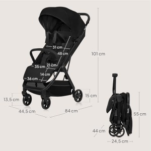 Lionelo Julie Air Buggy pana la 22 kg de la 6 m la 4 ani Pentru aeronave Roti pivotante Suspensie 360deg Mecanism de pliere cu o singura mana Reglarea spatarului Copertina SPF50+, usoara - Img 10