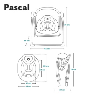 LIONELO Pascal Baby Rocker, vibratii blande, 5 melodii, carusel de jucarii cu jucarii de plus interactive, perna, spatar reglabil, sistem de economisire a energiei (GRI SCANDI) - Img 9