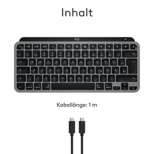Logitech MX Keys Mini pentru Mac - Tastatura Wireless Minimalista pentru MacBook Pro, MacBook Air, iMac, iPad, Bluetooth, Taste Iluminate, USB-C, Tastare Lina, RO QWERTZ - Gri - Img 11