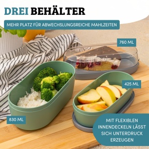 Lunchbox Maxi Westmark Cutie pentru pranz cu 3 compartimente, 760 ml, mint-verde - Img 4