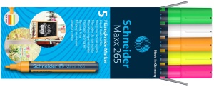 Marker de creta Schneider Maxx 265, 2-3 mm, 5 culori, abtipilduri umede - Img 2