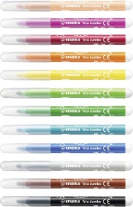 Marker gros STABILO Trio Jumbo cu 12 culori, varf XL, design ergonomic - Img 2