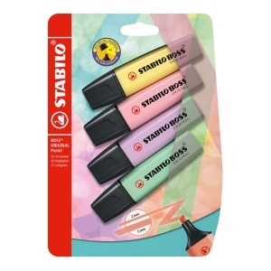 Marker text STABILO BOSS ORIGINAL Pastel, set 14 culori, 2 strichimi