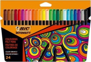 Markere BIC Intensity, set 24 culori, varf stabil, pentru adulti si copii