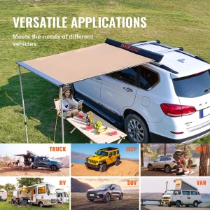 Markiza auto VEVOR ATSA1420, 1.4x2m, UV50, impermeabila, cu suport din aluminiu - Img 7