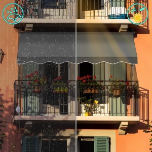 Markiza de balcon VOUNOT cu manivela, ajustabila, 250 cm, gri - Img 4