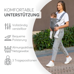 Marsupiu ergonomic KikkaBoo Myra 3 pozitii de purtare gri pana la 9 kg - Img 5