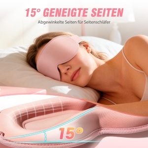 Masca de somn GRIFEMA GH03-1, 100 verdunkelare, design 3D, roznegru - Img 3