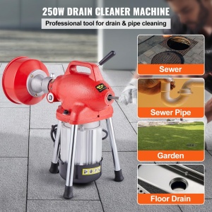 Masina de curatat tevi VEVOR, 250 W, 20 m, 7 accesorii - Img 2