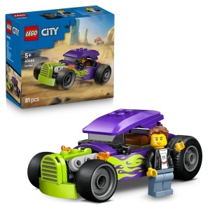 Masina de Curse LEGO City Hot Rod 60485, Violeta cu Flacari Verzi, 81 Piese