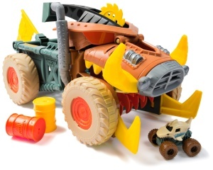 Masina de Curse Mini Jams Megalodon Mad Hog Chomper 187 cu 2 Barili