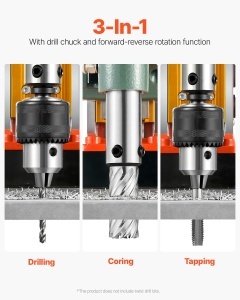 Masina de gaurit cu magnet VEVOR 1450W, 50mm, 13000N, 6 burghie - Img 3