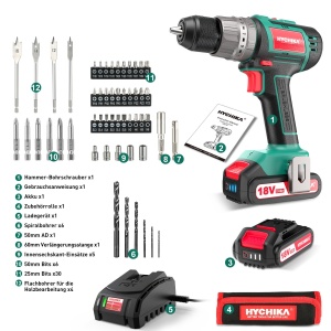 Masina de gaurit si insurubat HYCHIKA 18V Brushless 60Nm Set 53 Accesorii - Img 8