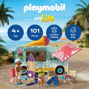 Masina de inghetata PLAYMOBIL 71904 cu Surfshop, 2 figurine, accesorii plaja - Img 2