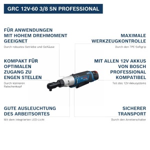 Masina de insurubat Bosch Professional GRC 12V-60, 12V, ergonomic, LED - Img 2